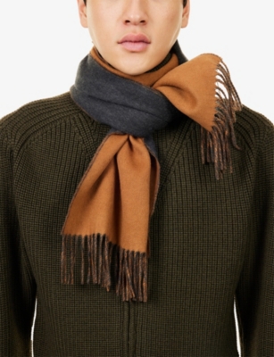 Johnstons Of Elgin Mens Vintage Vicuna, Charcoal Contrast Reversible Cashmere Scarf In Multi