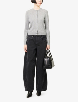Theory Womens Husky Round-neck Log-sleeved Cashmere Cardigan Xs In Gray