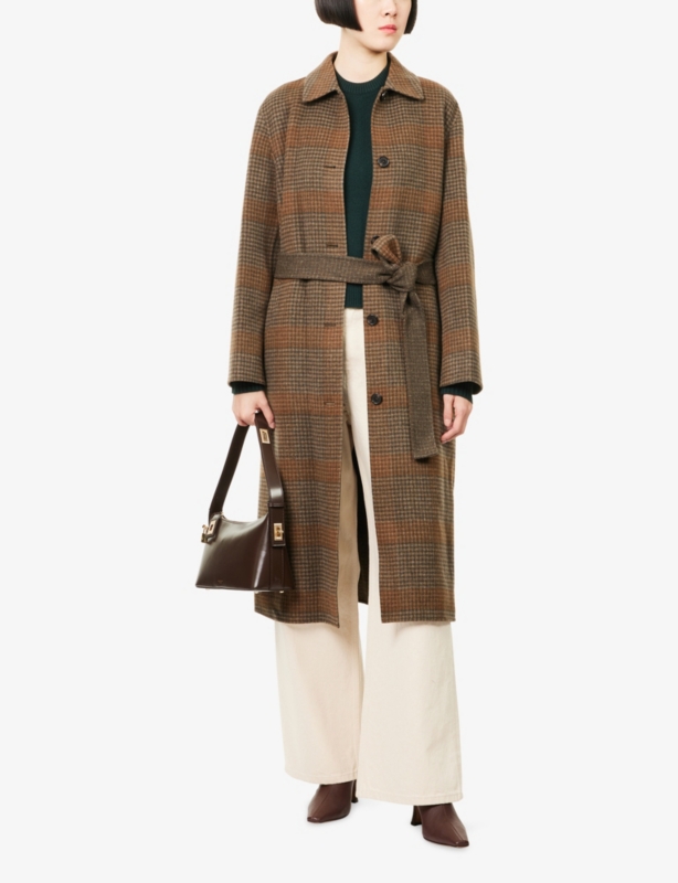Belted Check-Print Wool And Cashmere Coat