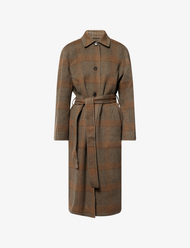 Belted Check-Print Wool And Cashmere Coat