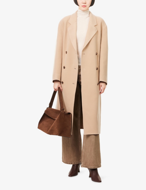 Belted Notch-Lapels Wool And Cashmere Coat