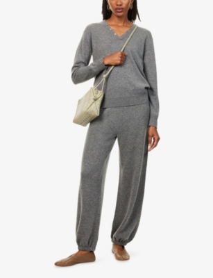 Theory Womens Light Charcoal Cozy Relaxed-fit Cashmere Jogging Bottoms Xs In Gray
