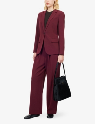 Theory Womens Grenache Staple Notched-lapel Blazer Jacket In Burgundy