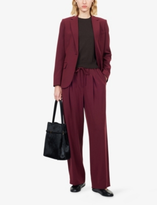 Theory Womens Grenache Pleated Relaxed-fit Woven Trousers In Burgundy
