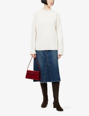 Reformation Womens Arctic  X Nara Smith Chamomile Rolled-trims Wool Jumper In White