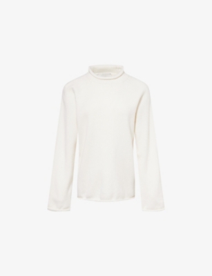 Reformation Womens Arctic  X Nara Smith Chamomile Rolled-trims Wool Jumper In White