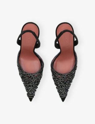 Amina Muaddi Womens Black/comb Lori Crystal-embellished Suede Courts Eur 39 / 6 Uk In Black
