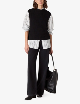 WHISTLES: Mixed Stripe Oversized Cotton Shirt