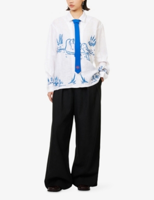 S.S. DALEY: Harry Lambert for SS Daley x Disney Winnie The Pooh Embroidered Linen Shirt