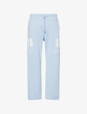 Trapstar Mens Blue Deconstructed Decoded Logo-embroidered Cotton-blend Jogging Bottoms Xl In Blue