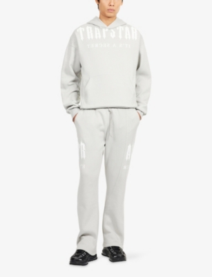 Trapstar Mens Grey Deconstructed Decoded Logo-embroidered Cotton-blend Jogging Bottoms In Gray