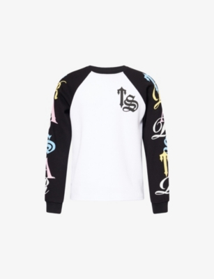 Trapstar Mens Script Waffle Long-sleeve Cotton Blend Top Black White Xl In Multi