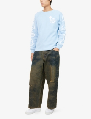 TRAPSTAR: Script Waffle Long-Sleeve Cotton Blend Top