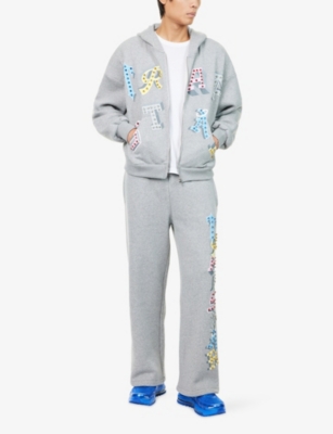 Trapstar Mens Foundation Embroidered-logo Shell Tracksuit Jacket Grey Silver In Gray