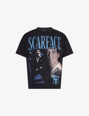 Trapstar Mens  X Scarface Graphic-print Cotton T-shirt Black