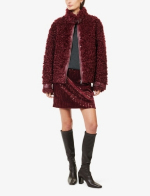 Amy Lynn Womens Astrid Sequin Woven Mini Skirt Burgundy In Burgundy