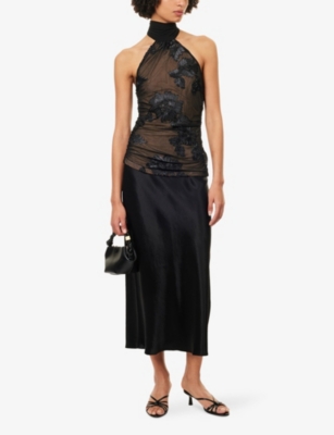 Amy Lynn Womens Black Priya Stretch-woven Top In Black