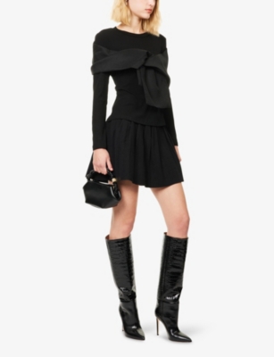 Amy Lynn Womens Black Helena Organza-bow Woven Top In Black