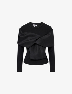 Amy Lynn Womens Black Helena Organza-bow Woven Top In Black