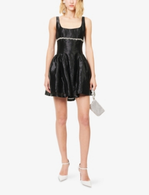 Amy Lynn Womens Black Cheryl Puffy Woven Mini Dress In Black