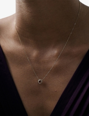 Astley Clarke Womens January Birthstone 14ct Yellow Gold, Red Garnet And 0.08ct Lab-grown Diamond Pendant Necklac In Gold