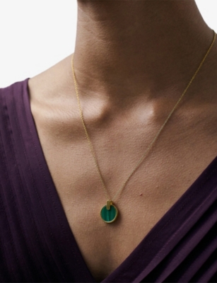 Astley Clarke Womens Stilla 18ct Yellow Gold Vermeil And Malachite Necklac In Green