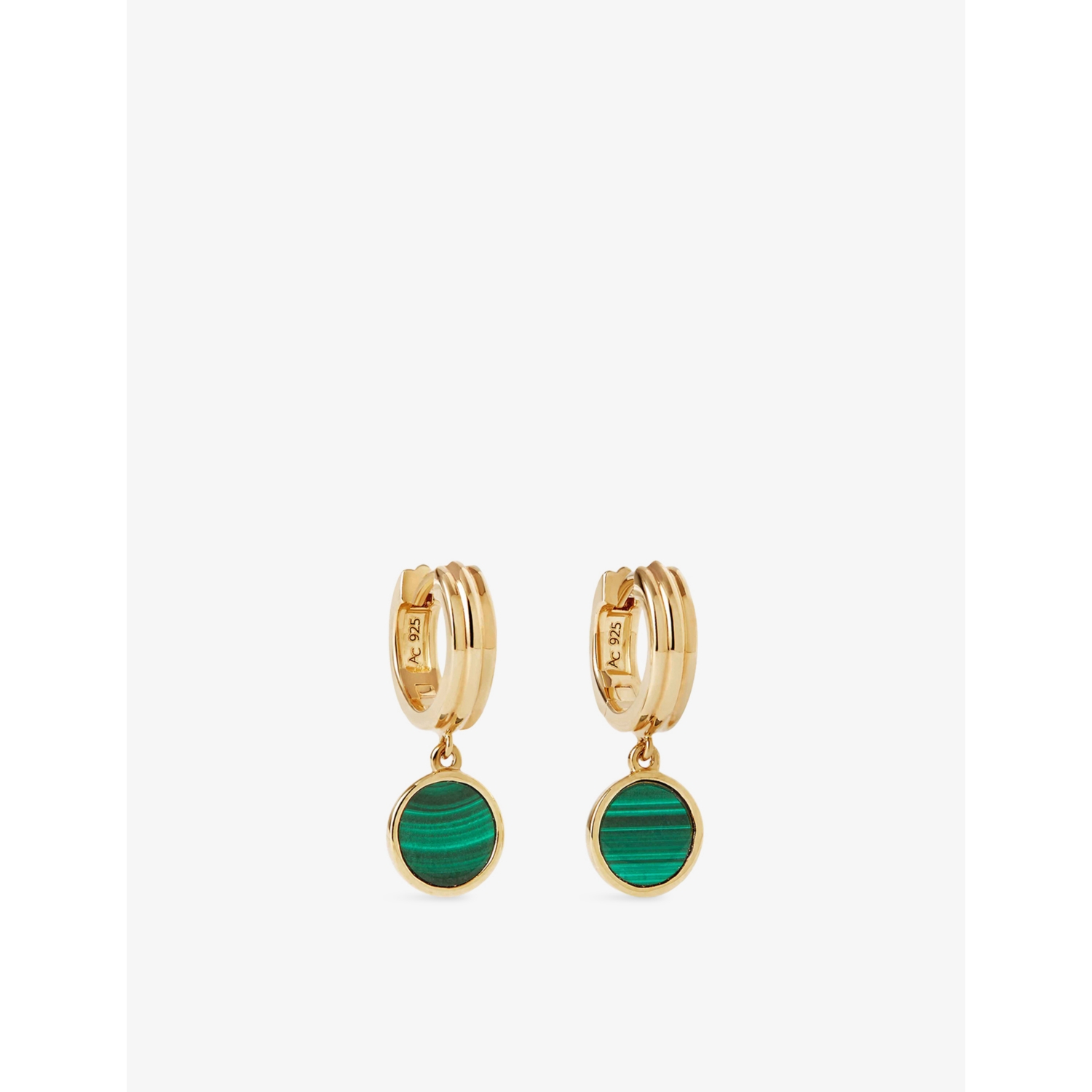 Astley Clarke Stilla 18ct Yellow Gold and Malachite Drop Huggies Earrings
