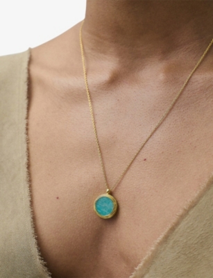 ASTLEY CLARKE: Stilla 18ct Yellow Gold Vermeil And Amazonite Locket Necklace