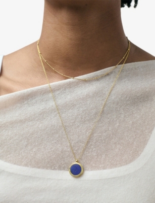 Astley Clarke Womens Stilla 18ct Yellow Gold Vermeil And Lapis Locket Necklac