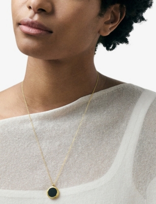 ASTLEY CLARKE: Stilla 18ct Yellow Gold Vermeil And Onyx Locket Necklace