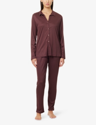 Hanro Womens  Grand Central Relaxed-fit Stretch-silk Blend Pyjama Bottoms In Burgundy
