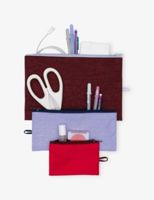 Baggu Womens Kaleidoscope-print Flat Woven Pouch Set Of Three