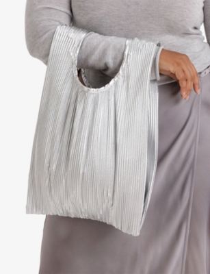 Baggu Womens Pleated  Metallic-woven Tote Bag