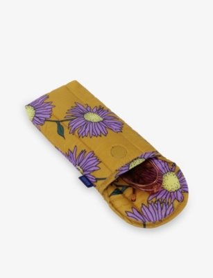 Baggu Puffy Daisy Chain-print Woven Glasses Sleeve In Multi