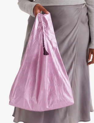 Baggu Metallic Woven Tote Bag In Pink