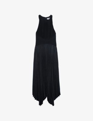 Womens Reiss Rachel Pleated Sleeveless Woven Midi Dress
