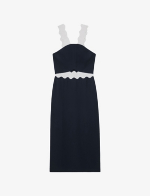 Womens Reiss Dillon Contrast-Strap Woven Midi Dress