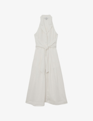 Womens Reiss Tor Halterneck Woven Midi Dress