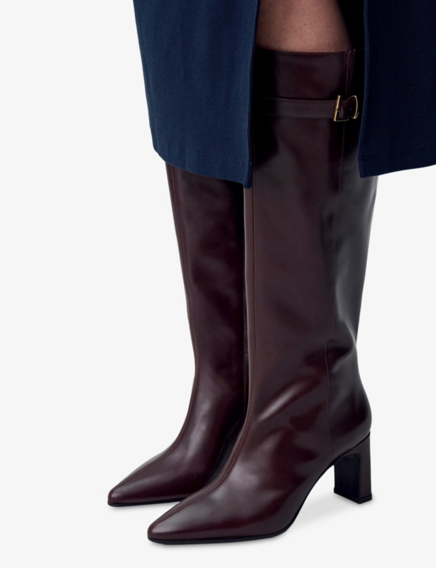 Buckled Heeled Leather Boots