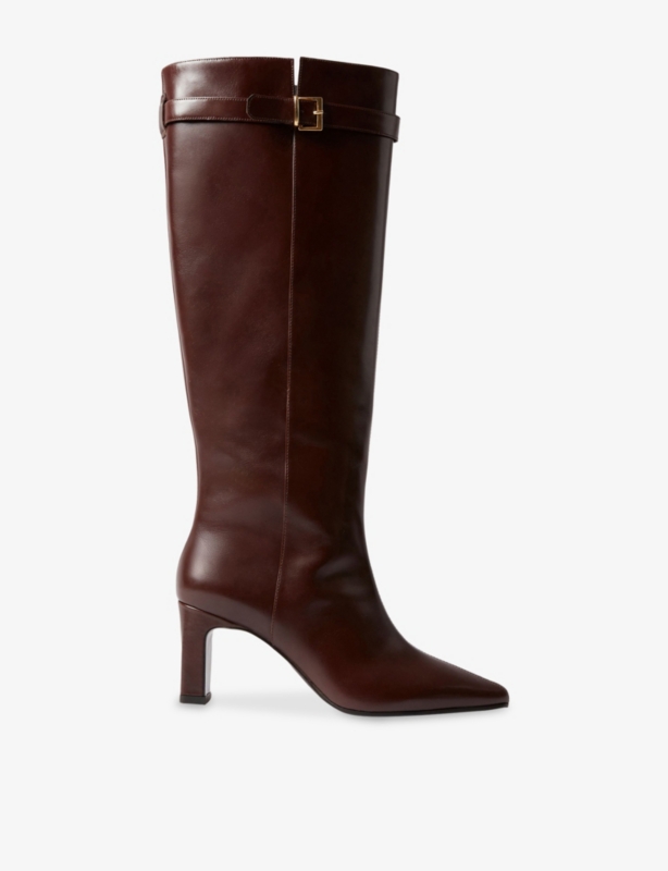 Buckled Heeled Leather Boots