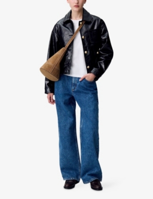 CLAUDIE PIERLOT: Collared Relaxed-Fit Leather Jacket