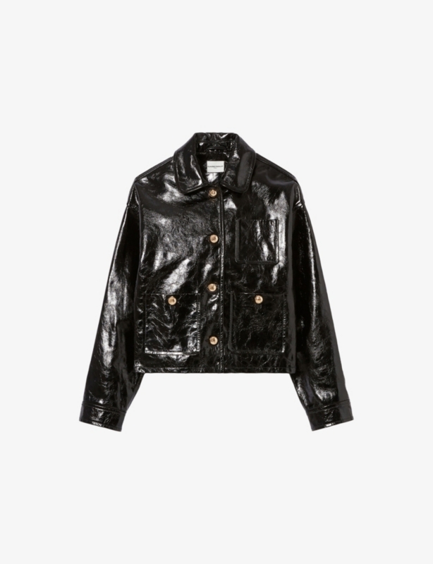 Collared Relaxed-Fit Leather Jacket