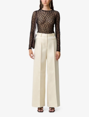 CLAUDIE PIERLOT: Sheer Lace-Embroidered Stretch-Woven Top