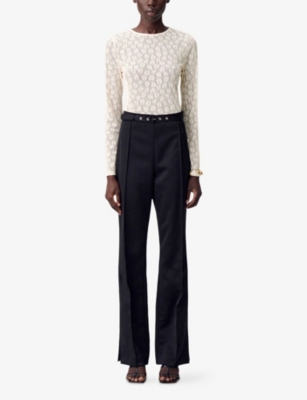 CLAUDIE PIERLOT: Sheer Lace-Embroidered Stretch-Woven Top