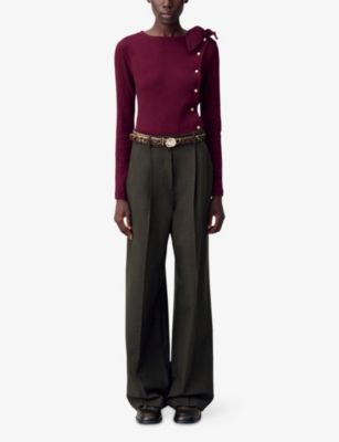 CLAUDIE PIERLOT: Button-Embellished Slim-Fit Stretch-Cotton T-Shirt