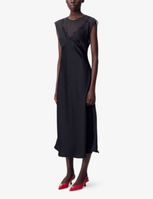 CLAUDIE PIERLOT: Flowy Lace-Trim Organza Midi Dress