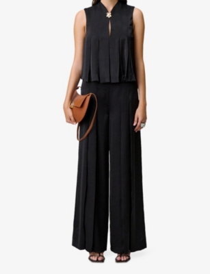 CLAUDIE PIERLOT: Sleeveless Flower-Embellished Woven Top