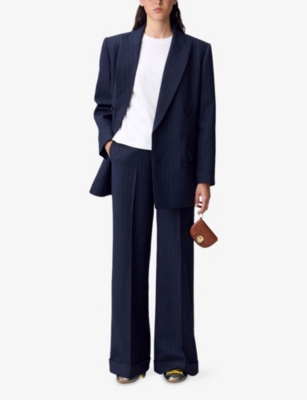 Claudie Pierlot Womens Dual-color Double-breasted Tailored Woven Jacket In Blue