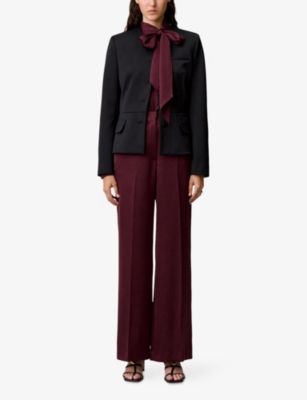Claudie Pierlot Womens Burgundy Wide-leg Mid-rise Satin Trousers In Burgundy