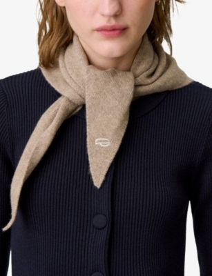 CLAUDIE PIERLOT: Logo-Embroidered Wool And Cashmere Scarf